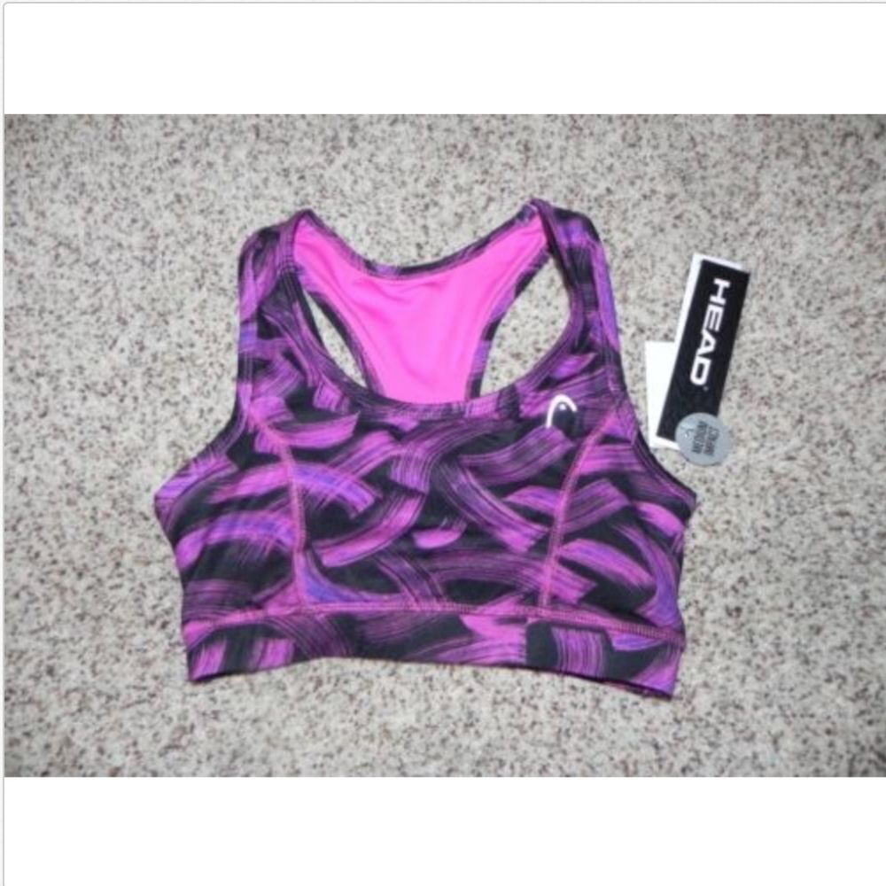 Head Sports Bra Size XS Pink Black Dri Motion NWT